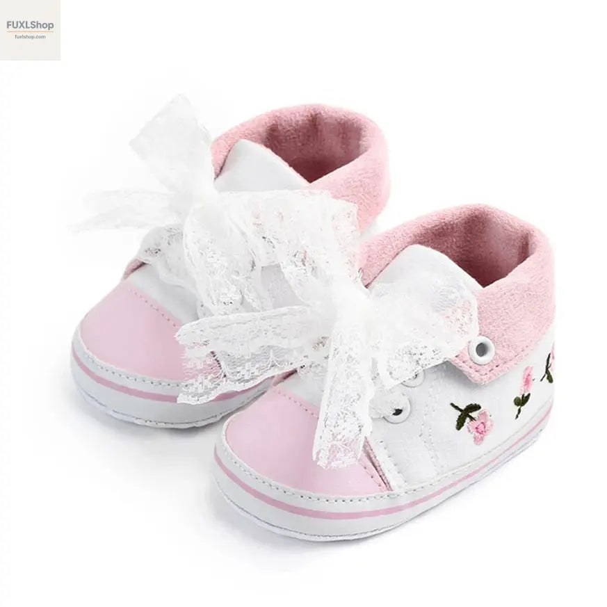 MUPLY Baby Mädchen Schuhe – Weiße Spitzenschühchen mit Blumenstickerei (0-18 Monate) - FUXL-Shopify