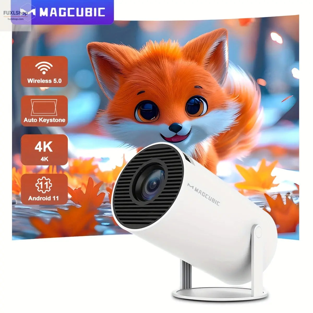 Magcubic HY300 Pro Wifi6 Projector with Android 11, Native Resolution of 1280X720P, Supports 4K, Wireless 5.0, And Is a Portable Home Cinema Projector. - FUXL-Shopify