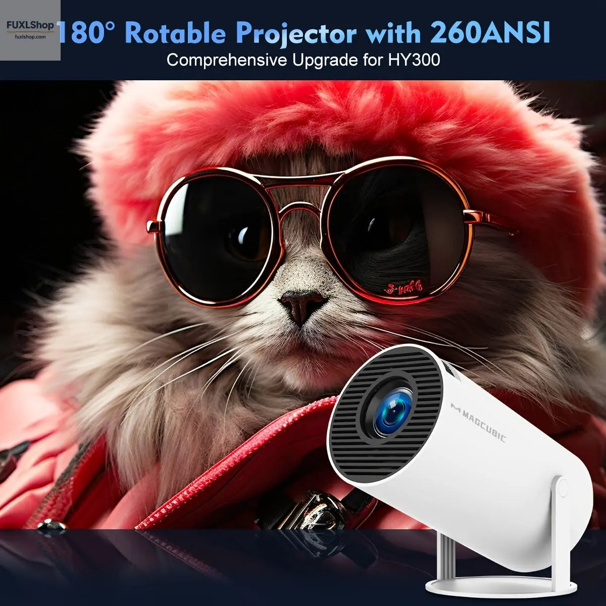 Magcubic HY300 Pro Wifi6 Projector with Android 11, Native Resolution of 1280X720P, Supports 4K, Wireless 5.0, And Is a Portable Home Cinema Projector. - FUXL-Shopify