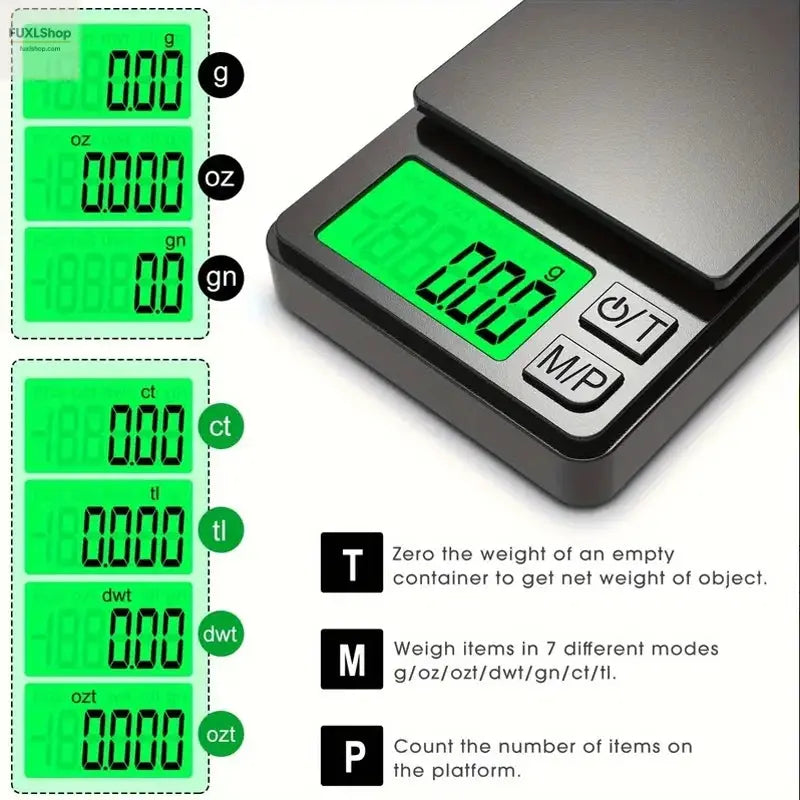 Präzisions-Taschenwaage 1000g x 0,1g – Digitale Grammwaage für Lebensmittel, Schmuck & mehr – Kompaktreise-Waage - FUXL-Shopify