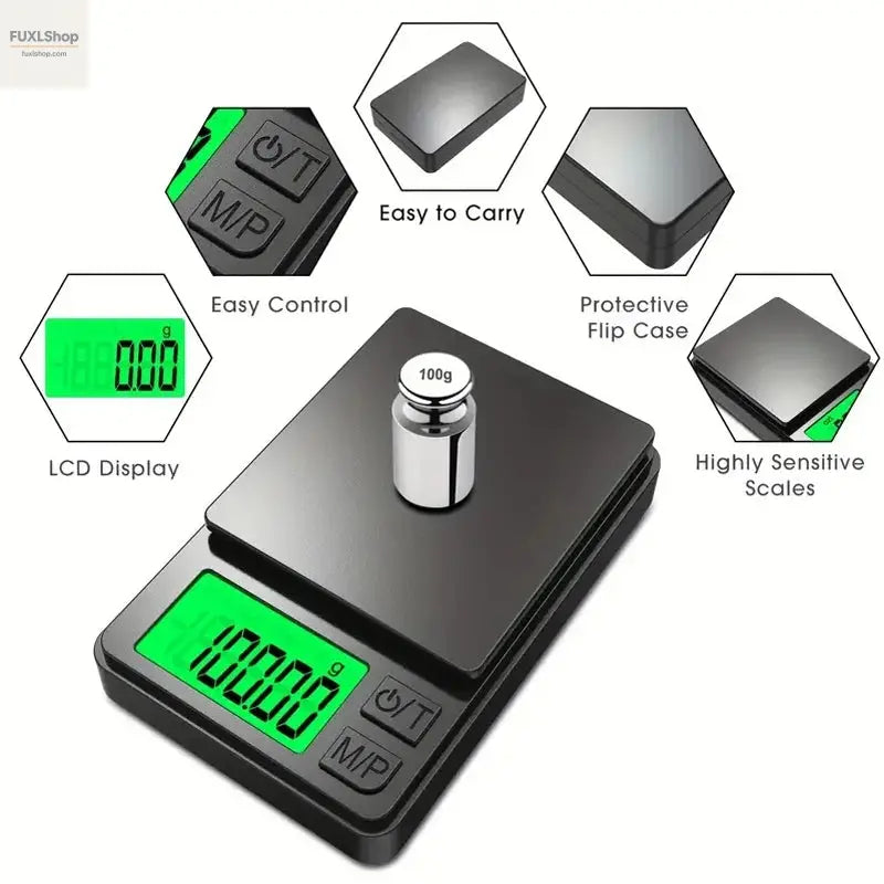 Präzisions-Taschenwaage 1000g x 0,1g – Digitale Grammwaage für Lebensmittel, Schmuck & mehr – Kompaktreise-Waage - FUXL-Shopify