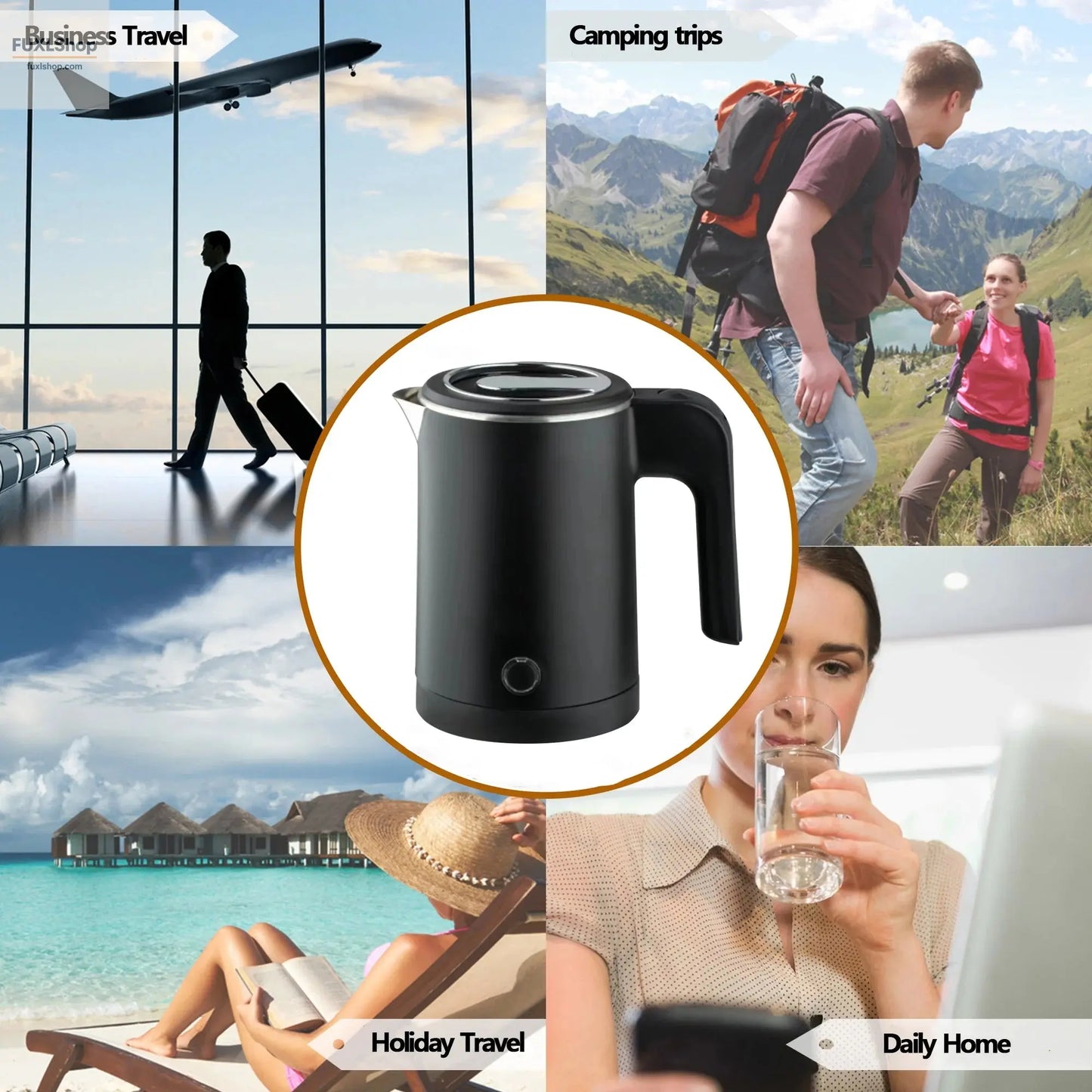 RAF Reise-Wasserkocher 0.8L – Edelstahl, schnelles Aufkochen & automatische Abschaltung für Hotel, Reise & Zuhause - FUXL-Shopify