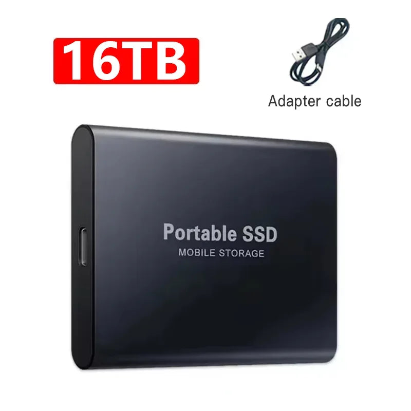Tragbare SSD mit 16 TB, 2 TB, 1 TB – USB 3.1 & Typ-C – Externe Hochgeschwindigkeits-Festplatte für Laptop, PC, Mac – Speicher für Fotos & Daten