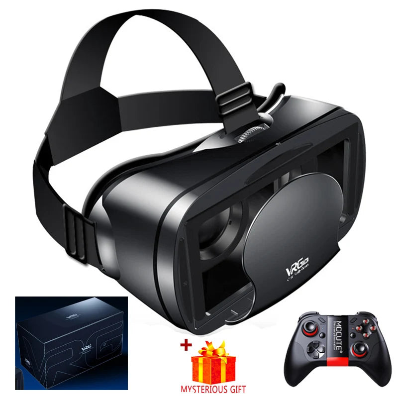 Virtual Reality 3D VR Headset Smart Brille Helm für Smartphones Handy Mobile 7-Zoll-Linsen Fernglas mit Controllern