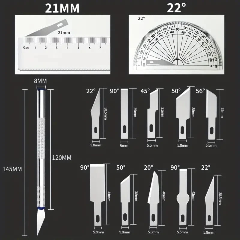 FUXL 13-teiliges Metall Gravierwerkzeug Set – Präzisions-Messer, Stichel & Schneidwerkzeuge für DIY, Papierschnitte, Reparaturen & Handgravur - FUXL-Shopify