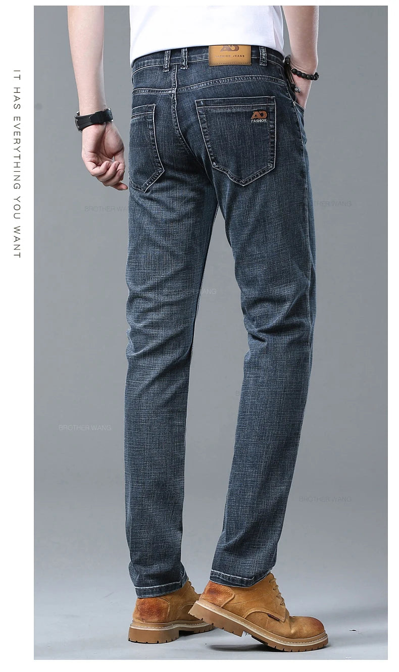 Frühlings-Herren-Jeans in Hellblau, schmal, stilvoll, lässig, Stretch-Stoff, Denim-Hose, klassische Hose, Rauchgrau - FUXL-Shopify