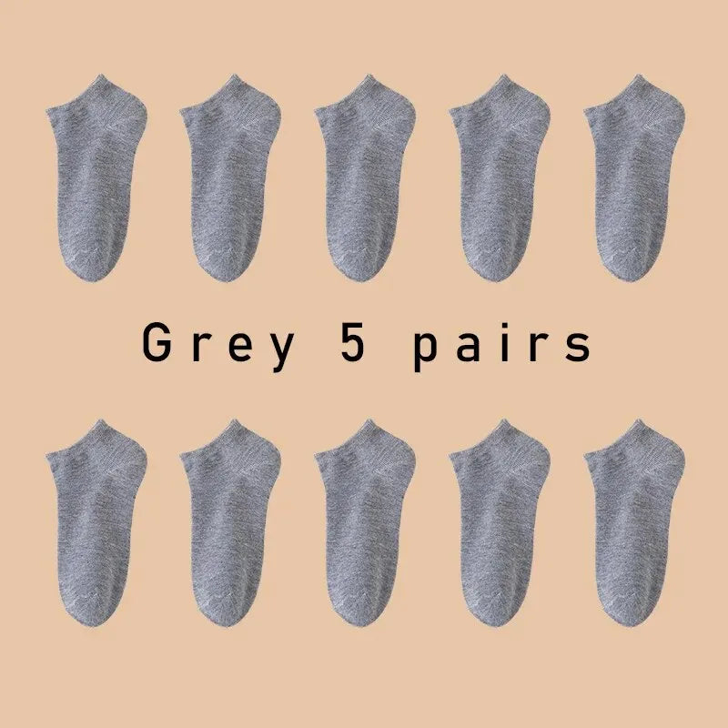 5 Pairs of Women's/men's Boat Socks Invisible Low Cut Anti Slip Summer No Show Ankle Socks Solid Color Casual Breathable - FUXL-Shopify