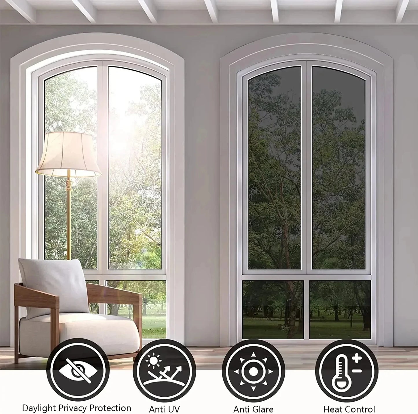 Fenster-Sichtschutzfolie 60–90 cm – Einweg-Spiegelfolie aus Vinyl, nicht klebend, Anti-Look & UV-Schutz – Glasaufkleber als Rolle für Zuhause & Büro