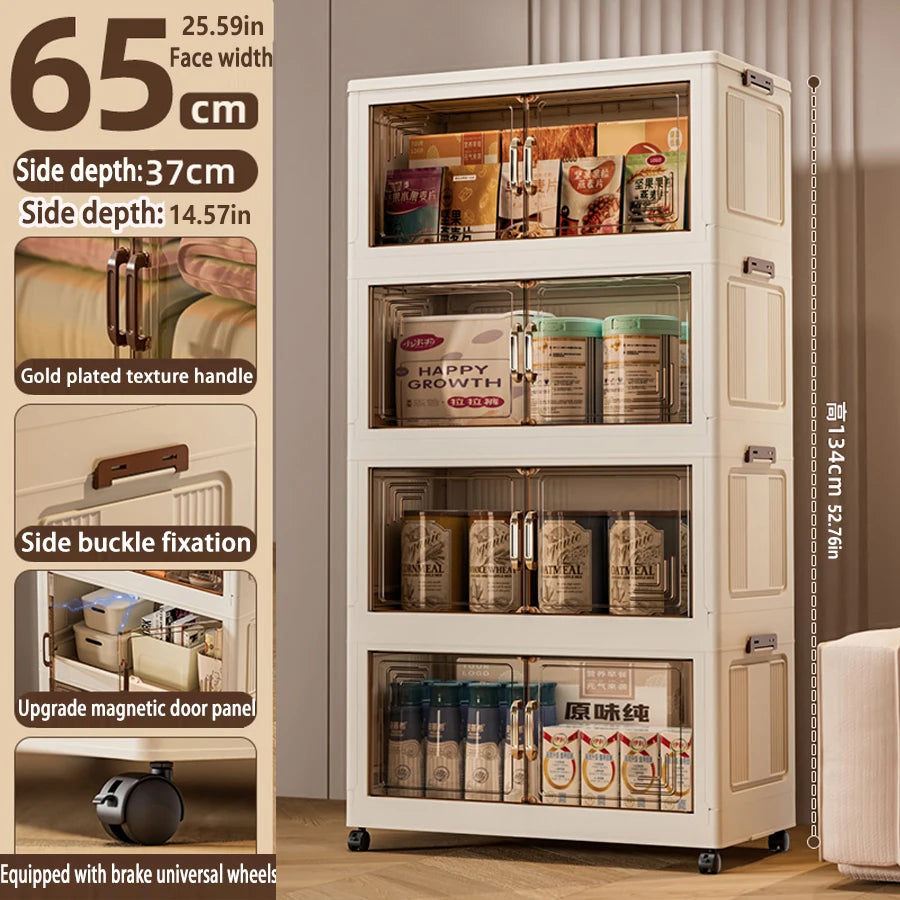 45/55/65 cm Länge, zusammenklappbarer Multifunktions-Aufbewahrungsschrank, Kleinigkeiten-Schrank, großes Fassungsvermögen, staubdichter Kleiderschrank