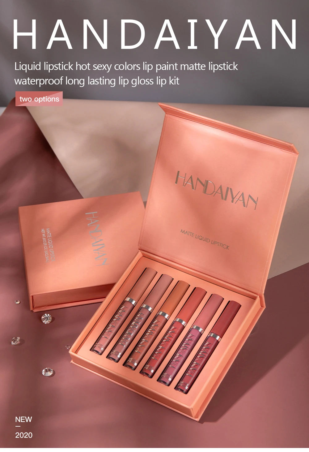HANDAIYAN 6er Set Flüssig-Lippenstift – Langanhaltender Matt Lipgloss, Nicht Abfärbend – Geschenkbox