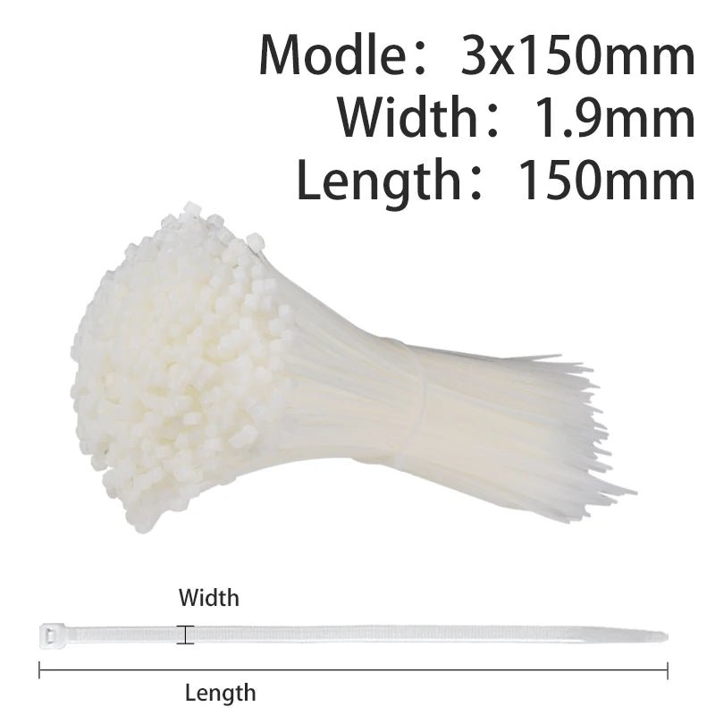 500/200/100 Stück Nylon-Kabelbinder – Selbstsichernd, 1,9/2,7 mm – Verstellbare Befestigungsschlaufe für Heim, Büro & Garten