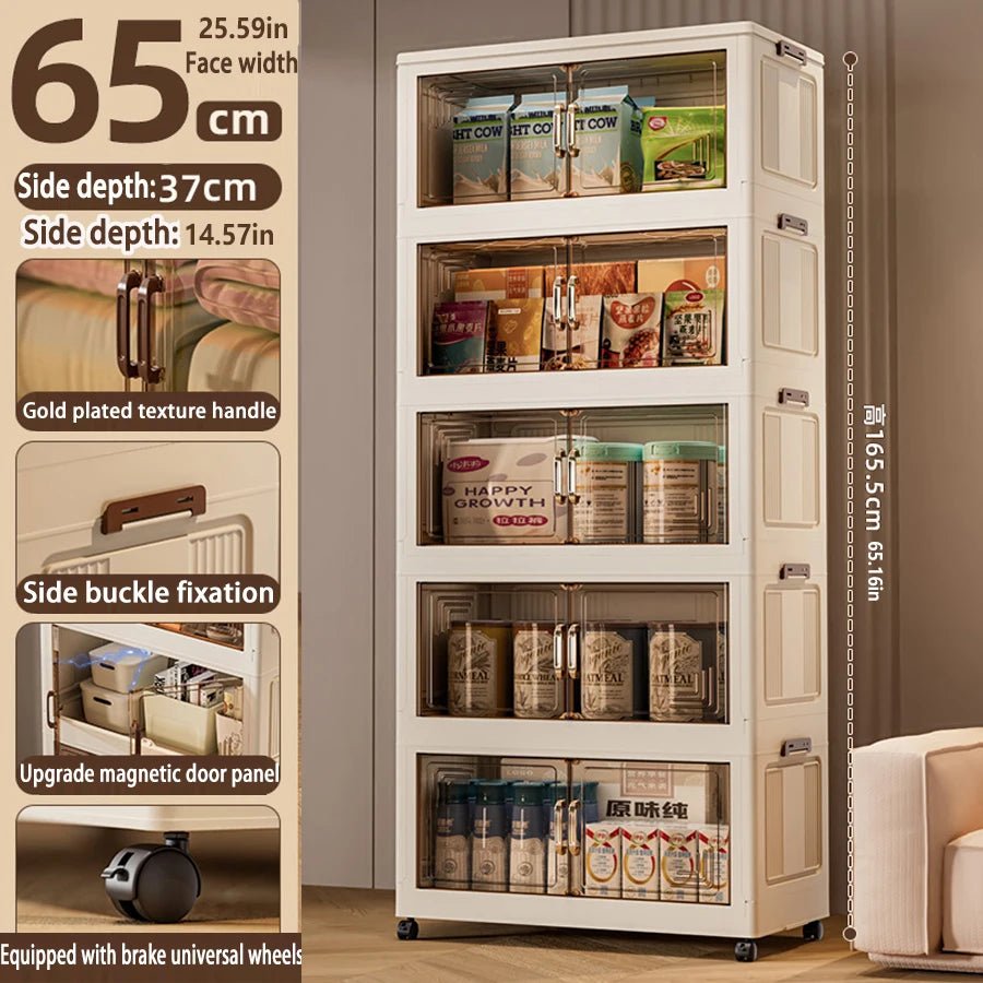 45/55/65 cm Länge, zusammenklappbarer Multifunktions-Aufbewahrungsschrank, Kleinigkeiten-Schrank, großes Fassungsvermögen, staubdichter Kleiderschrank
