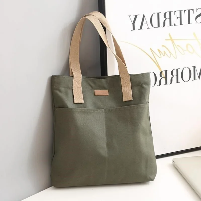 1Pc frauen Einkaufstasche Leinwand Nähgarn Große Kapazität Erweiterte Sinn Handtasche Bequem Praktische Weibliche der Pendler Tasche