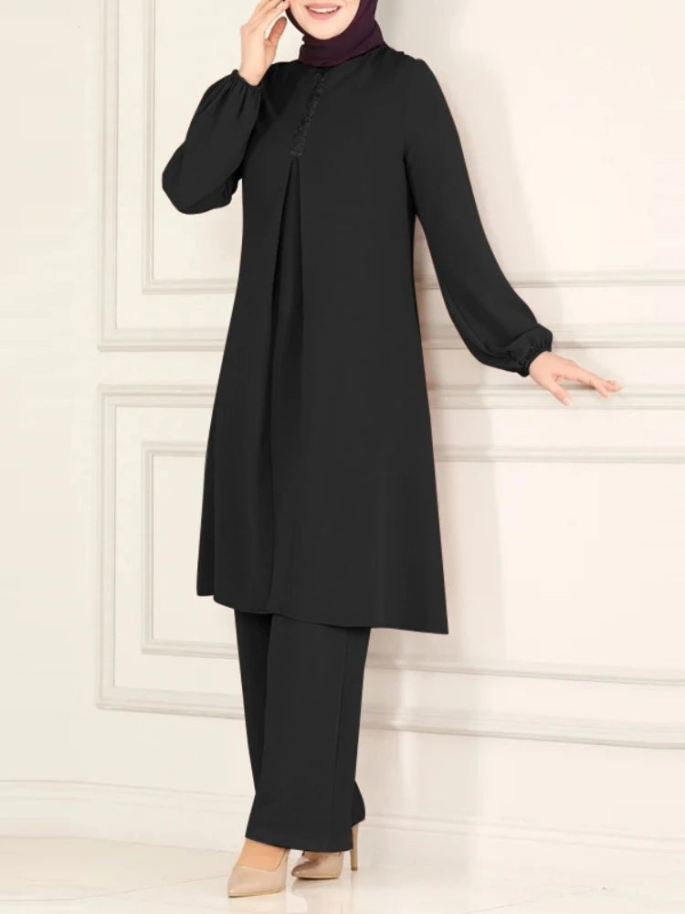 Muslimisches Damen-Set Langarm Bluse & Weite Hose | Modest Fashion