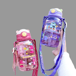 1PC Kinder Wasser Schnabeltasse Kinder Wasserflasche mit Strohhalm und Griff Tragbare Trinkflasche Tasse Kinder - FUXL-Shopify