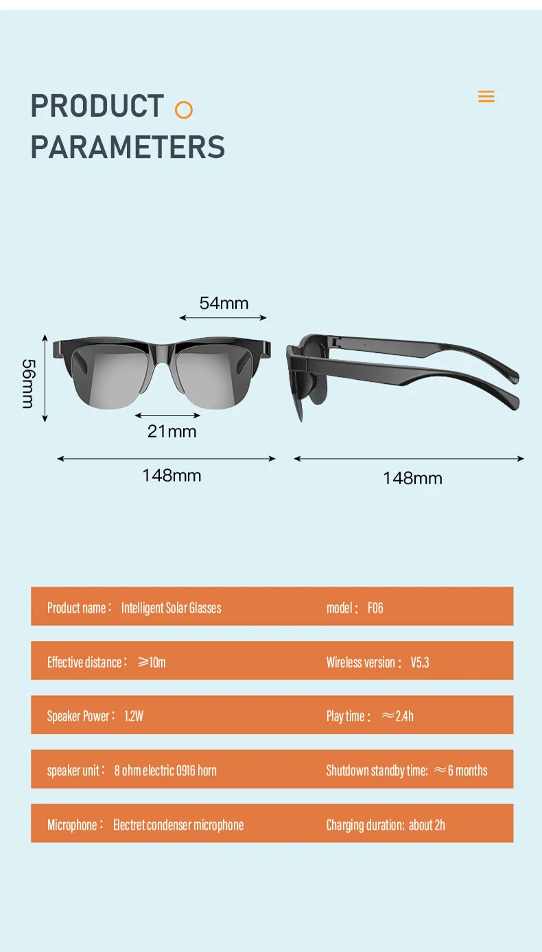 Intelligente Bluetooth-Brille auf Touch-Basis mit Knochenleitung für Outdoor-Sportanrufe, Sonnenbrillen, kabellose Business-Kopfhörer
