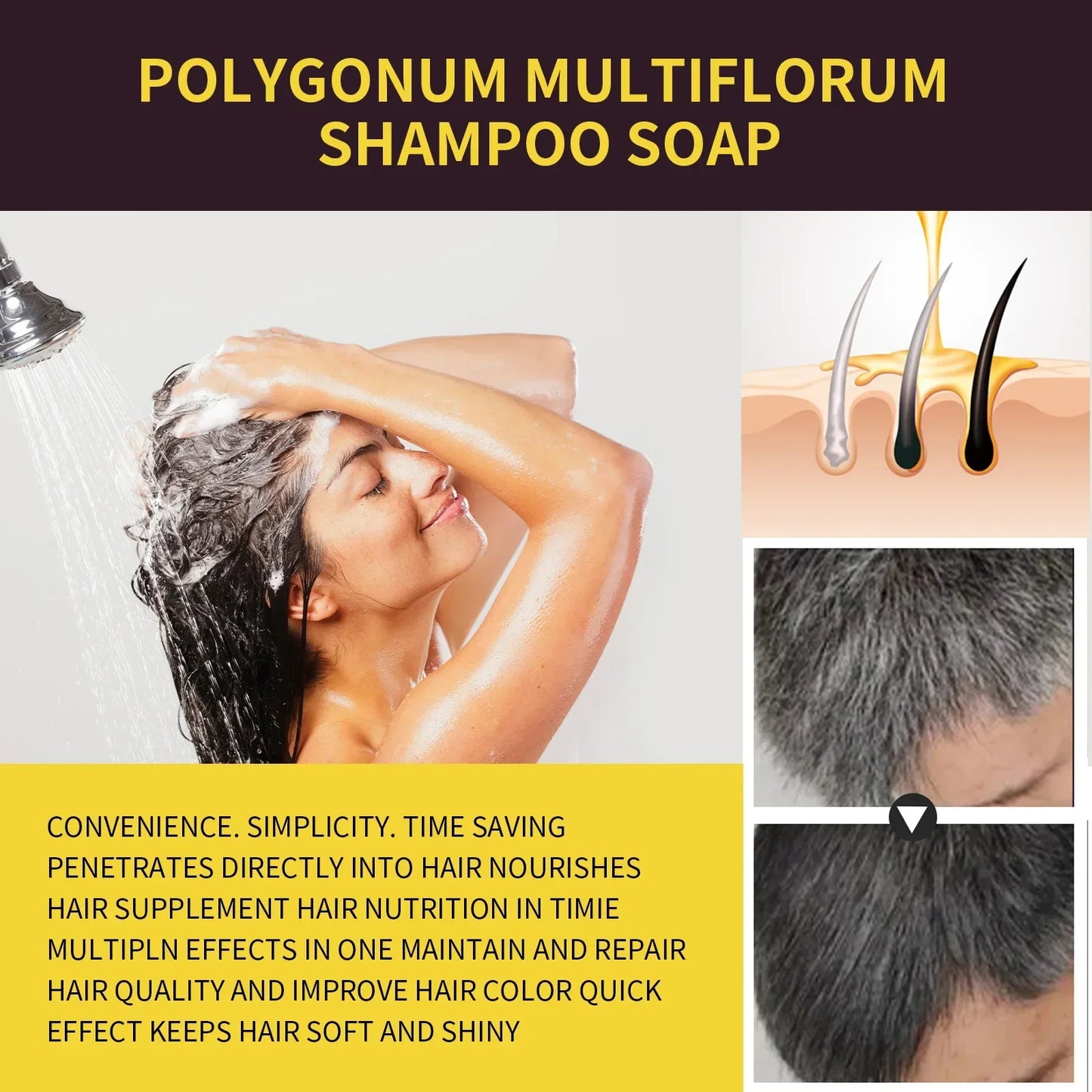 Haarfärbe-Shampoo Grau zu Schwarz - Natürliche Coloration 100ml/500ml