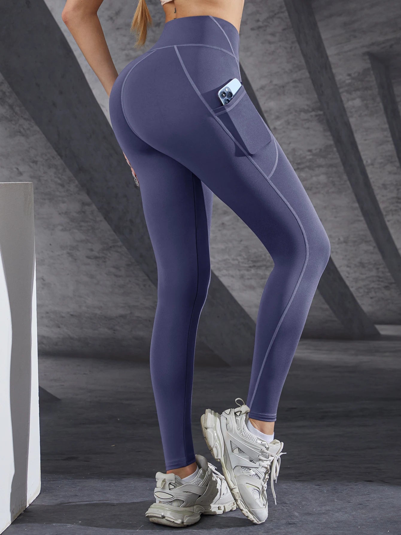 Neue Hohe Taille frauen Leggings Stretch Yoga Hosen Strumpfhosen Mit Taschen Push-Up Fitness Laufsport Einfarbig Hosen