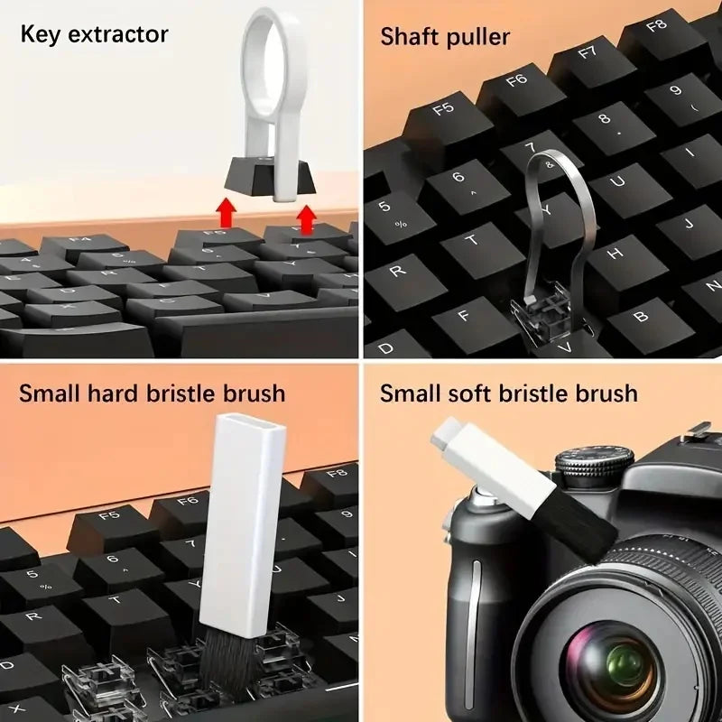 20-in-1 Reinigungsset für Tastatur/AirPods – Keycap Puller, Bluetooth-Ohrhörer Reinigungspen, Mikrofaser-Tücher – Elektronik-Pflegekit