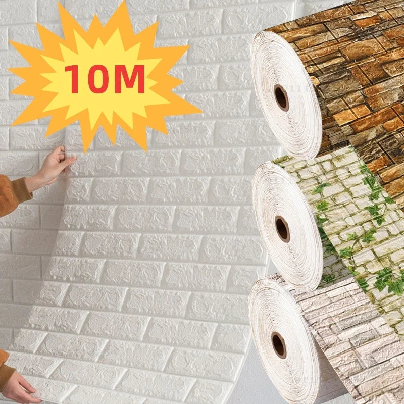 70 cm x 1/5/10 m 3D-Tapete, Dekoration, selbstklebend, antiker Schaumstoff, Ziegelstein-Tapete, Wohnzimmer, Schlafzimmer, wasserdichter 3D-Wandaufkleber