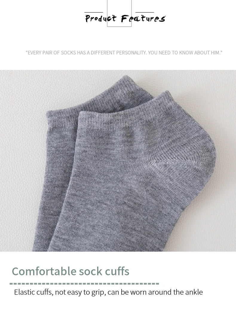 5 Pairs of Women's/men's Boat Socks Invisible Low Cut Anti Slip Summer No Show Ankle Socks Solid Color Casual Breathable - FUXL-Shopify