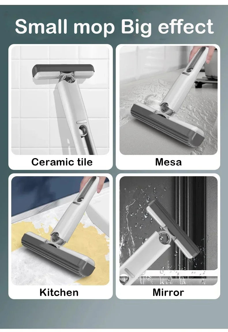 Schwamm Stroh Reinigung Kleine Reiniger Mini Mopp Leistungsstarke Squeeze Falten Hause Selbst-quetschen Boden Waschen Mops Saubere Werkzeuge