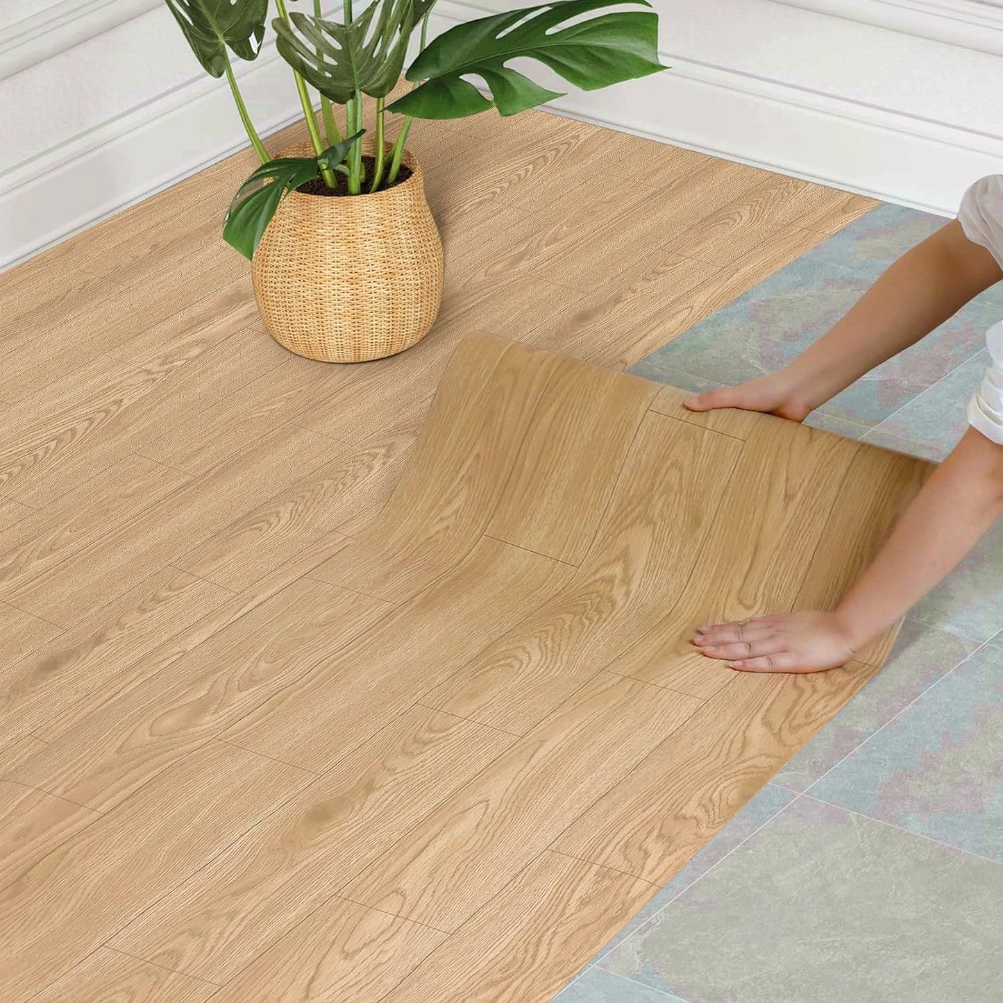 40CM verdicken Holzmaserung Boden Aufkleber industrielle Zement PVC Vinyl Boden Aufkleber selbstklebende wasserdichte Fliesen Aufkleber Home Decor