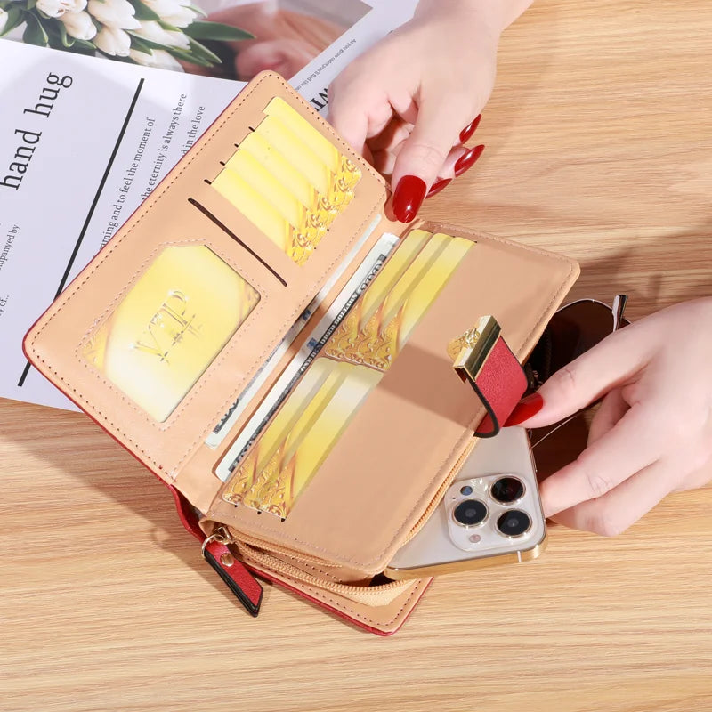 Frauen Brieftasche PU Leder Geldbörse Weibliche Lange Brieftasche Gold Hohl Blätter Beutel Handtasche Für Frauen Geldbörse Karte Halter Kupplung