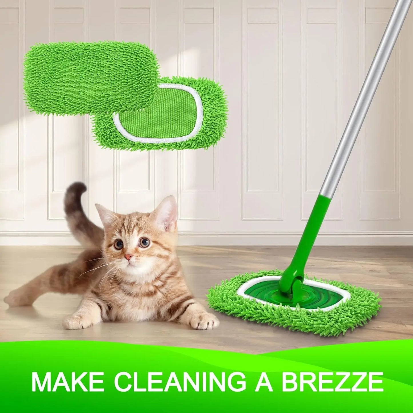 FUXL 2er-Pack wiederverwendbare trockene Kehrtücher, Mikrofaser-Nasswischpads, kompatibel mit Swiffer Sweeper Mop-Ersatz - FUXL-Shopify
