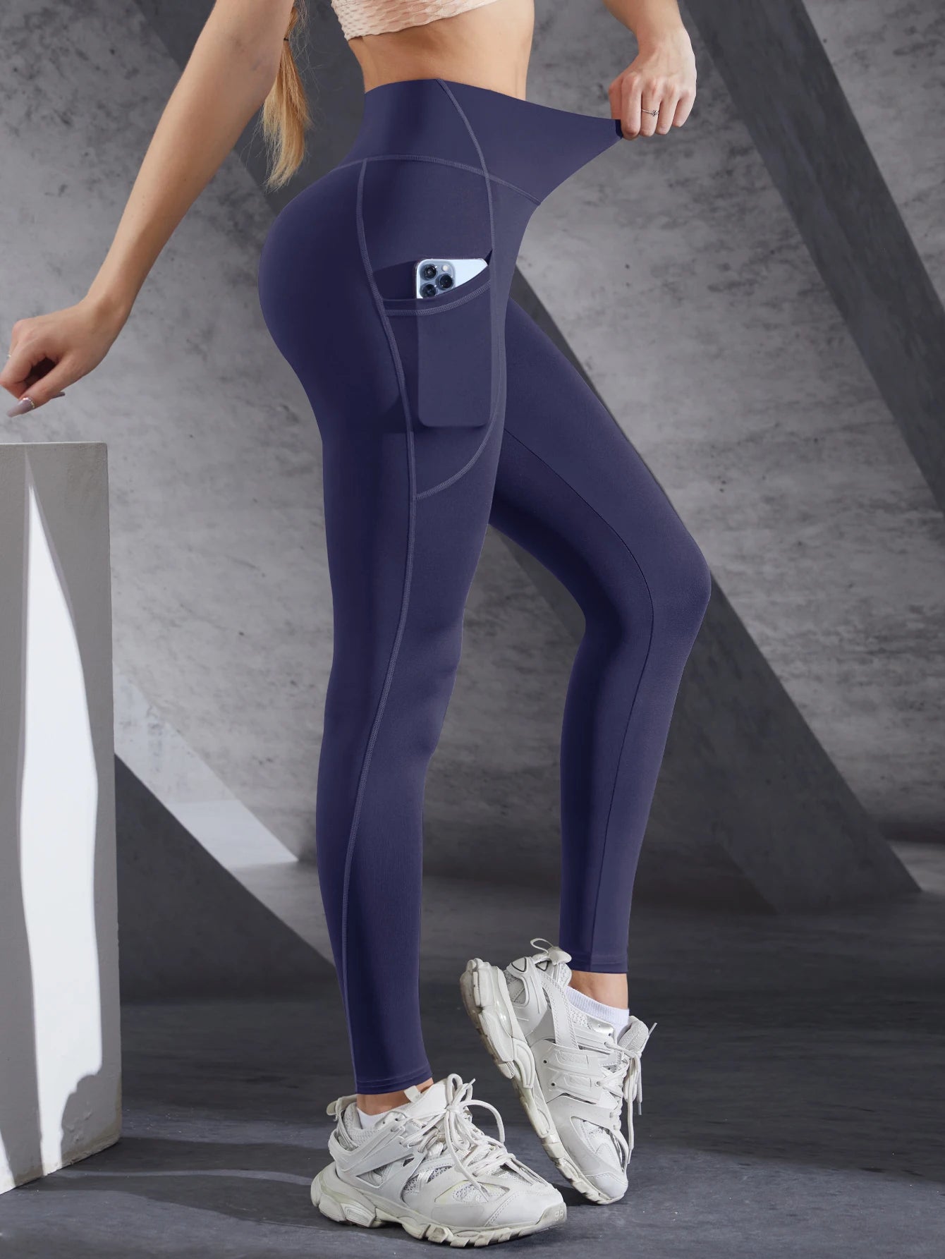Neue Hohe Taille frauen Leggings Stretch Yoga Hosen Strumpfhosen Mit Taschen Push-Up Fitness Laufsport Einfarbig Hosen