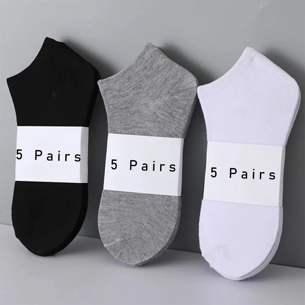 5 Pairs of Women's/men's Boat Socks Invisible Low Cut Anti Slip Summer No Show Ankle Socks Solid Color Casual Breathable - FUXL-Shopify