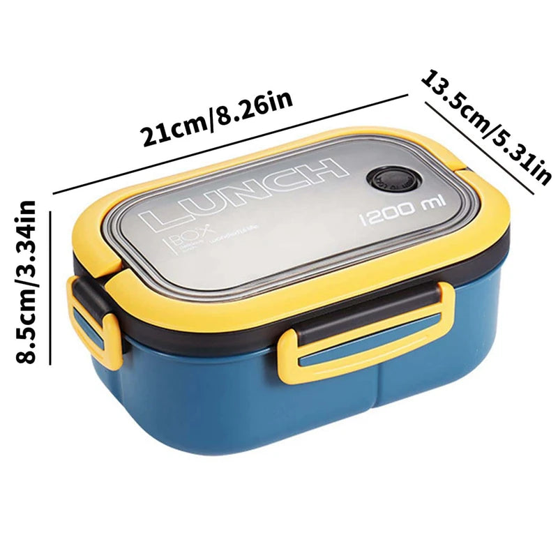 1200ml 2-lagige Bento-Brotdose mit Löffel gabel, tragbare auslaufsichere Büro camping für Kinder mit hoher Kapazität
