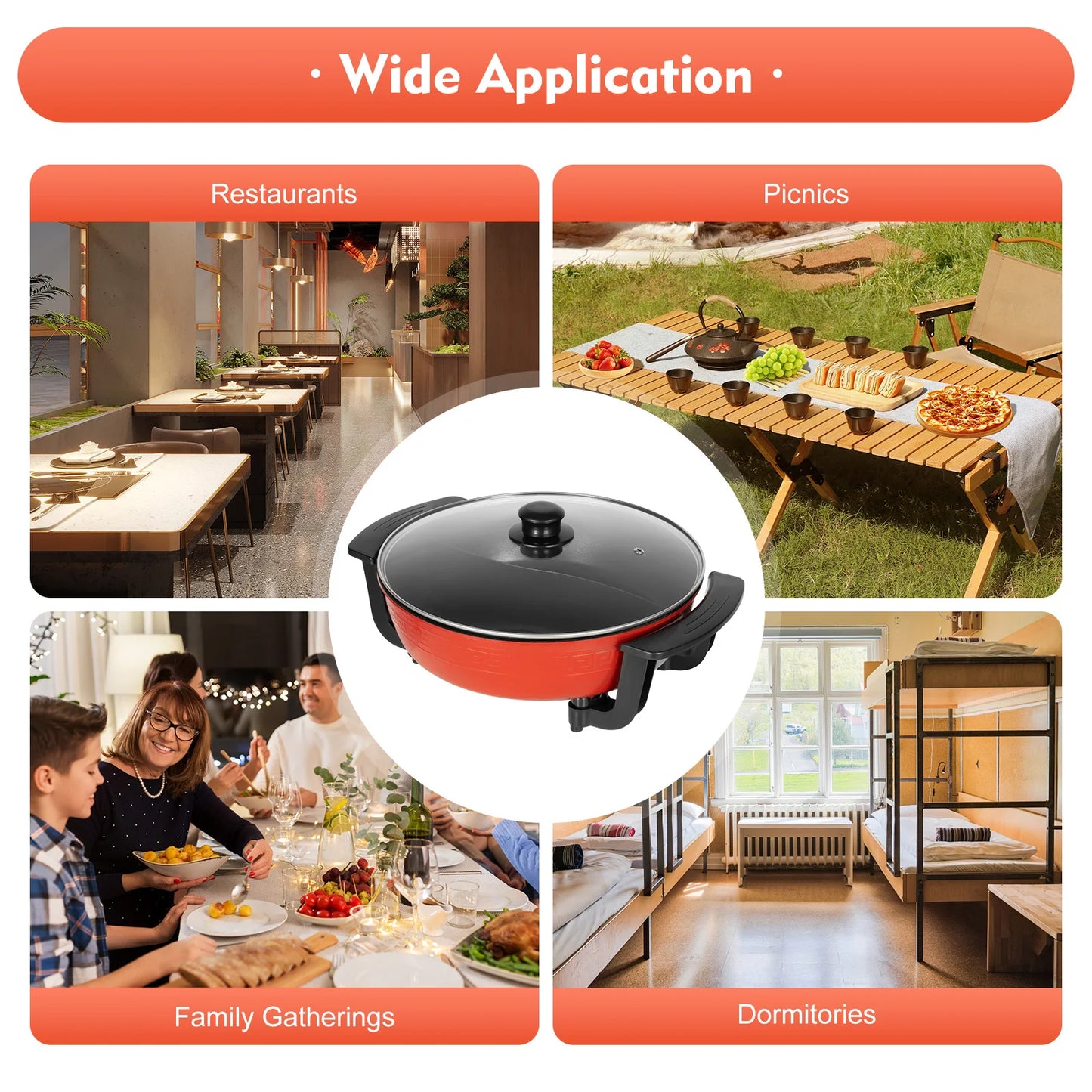 6L Haushalts-Hot Pot 1360 W 220 V elektrischer Kochtopf Bratpfanne Eintopftopf 2 Fächer Antihaft-Hotpot Temperatur einstellbar