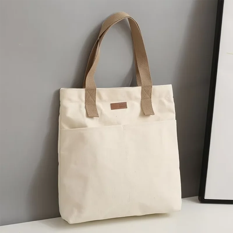 1Pc frauen Einkaufstasche Leinwand Nähgarn Große Kapazität Erweiterte Sinn Handtasche Bequem Praktische Weibliche der Pendler Tasche