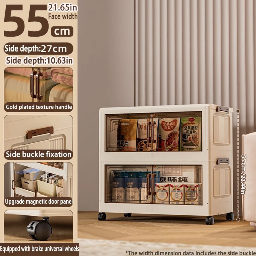 45/55/65 cm Länge, zusammenklappbarer Multifunktions-Aufbewahrungsschrank, Kleinigkeiten-Schrank, großes Fassungsvermögen, staubdichter Kleiderschrank