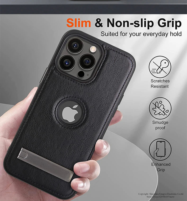 Luxus PU Leder Handyhülle mit Standfuß für iPhone - FUXL-Shopify