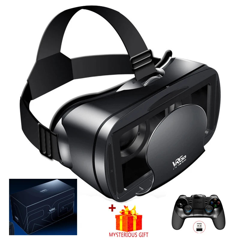 Virtual Reality 3D VR Headset Smart Brille Helm für Smartphones Handy Mobile 7-Zoll-Linsen Fernglas mit Controllern