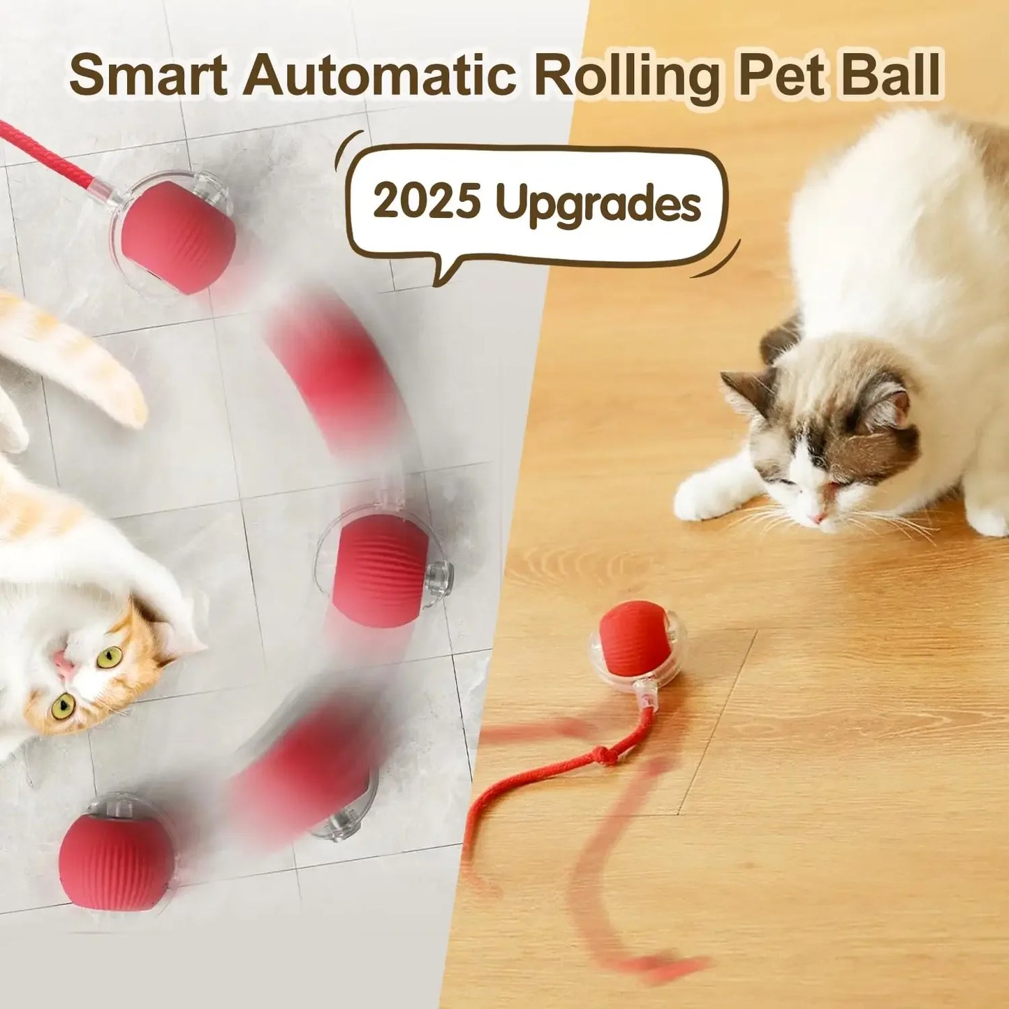 Interaktives Ballspielzeug für Katzen, automatisch rollender Ball mit Schwanz, wiederaufladbares, intelligente Maus für Katzen - FUXL-Shopify