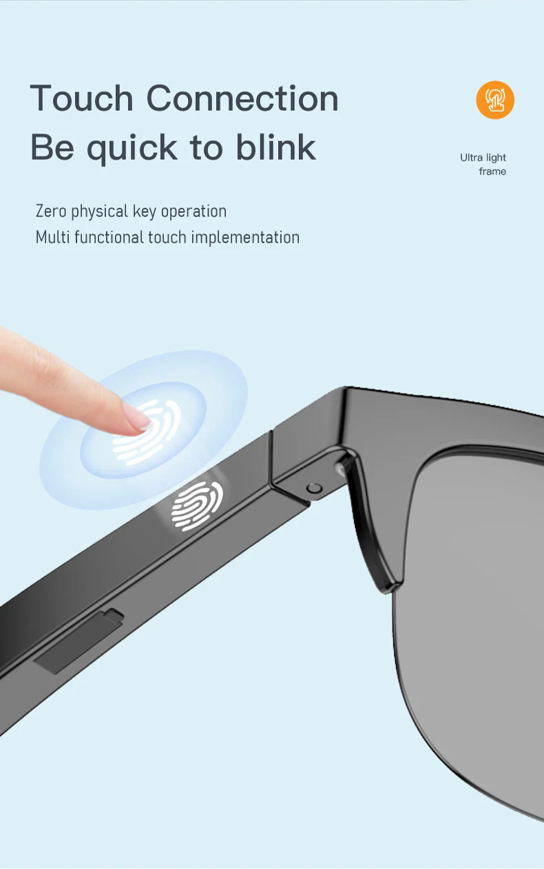 Intelligente Bluetooth-Brille auf Touch-Basis mit Knochenleitung für Outdoor-Sportanrufe, Sonnenbrillen, kabellose Business-Kopfhörer