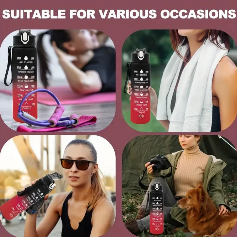 Sportwasserflasche mit zeitverfolgendem Strohhalm, auslaufsicherer, verriegelbarer Klappdeckel für einfaches Tragen, ideal für Outdoor-Abenteuer - FUXL-Shopify