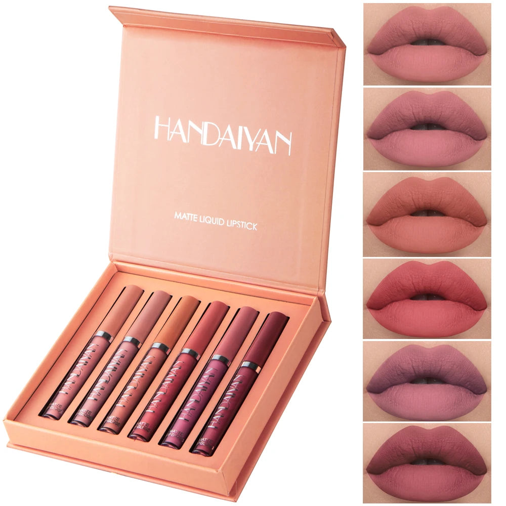 HANDAIYAN 6er Set Flüssig-Lippenstift – Langanhaltender Matt Lipgloss, Nicht Abfärbend – Geschenkbox