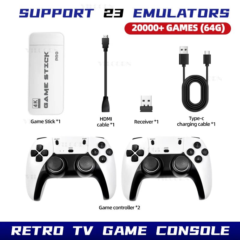 M15 Retro Game Stick mit 20.000+ Spielen & 23 Emulatoren, 4K HDMI - Ausgabe, kabellose Controller, ideal für TV & Beamer. Einfach anschließen & losspielen. - FUXL - Shopify