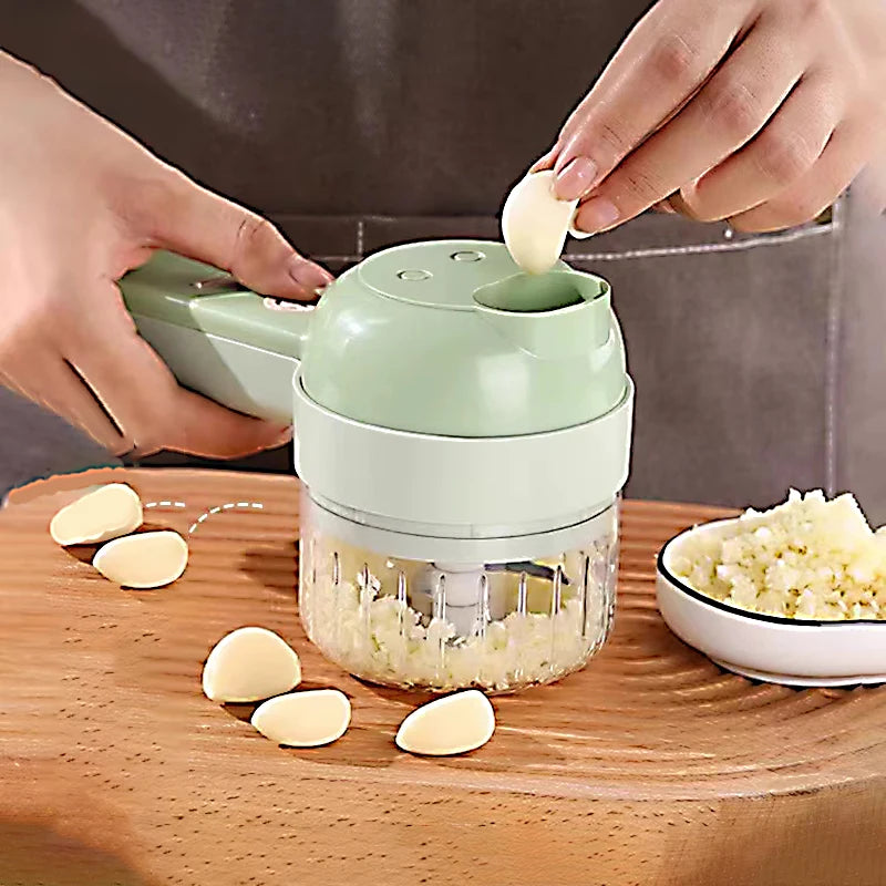 5-in-1-Set für elektrische Gemüseschneider, tragbar, wiederaufladbar, kabellose Küchenmaschine und Zerkleinerer für Paprika, Knoblauch und Fleisch - FUXL-Shopify