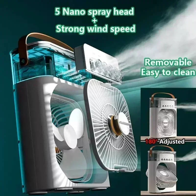 Neue 3-in-1-Ventilator, Klimaanlage, Haushalt, Mini-Luftkühler, LED-Nachtlicht, tragbarer Luftbefeuchter, Lufteinstellventilator, Büro- und Heimventilator
