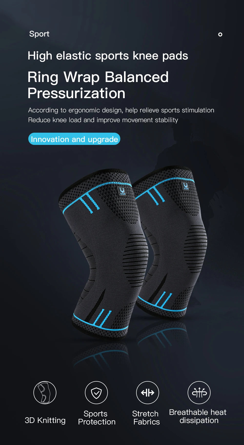 Fuxl Kompressions-Kniebandage – 1 Stück | Elastisch & Atmungsaktiv für Sport, Schmerzen & Stabilität im Knie