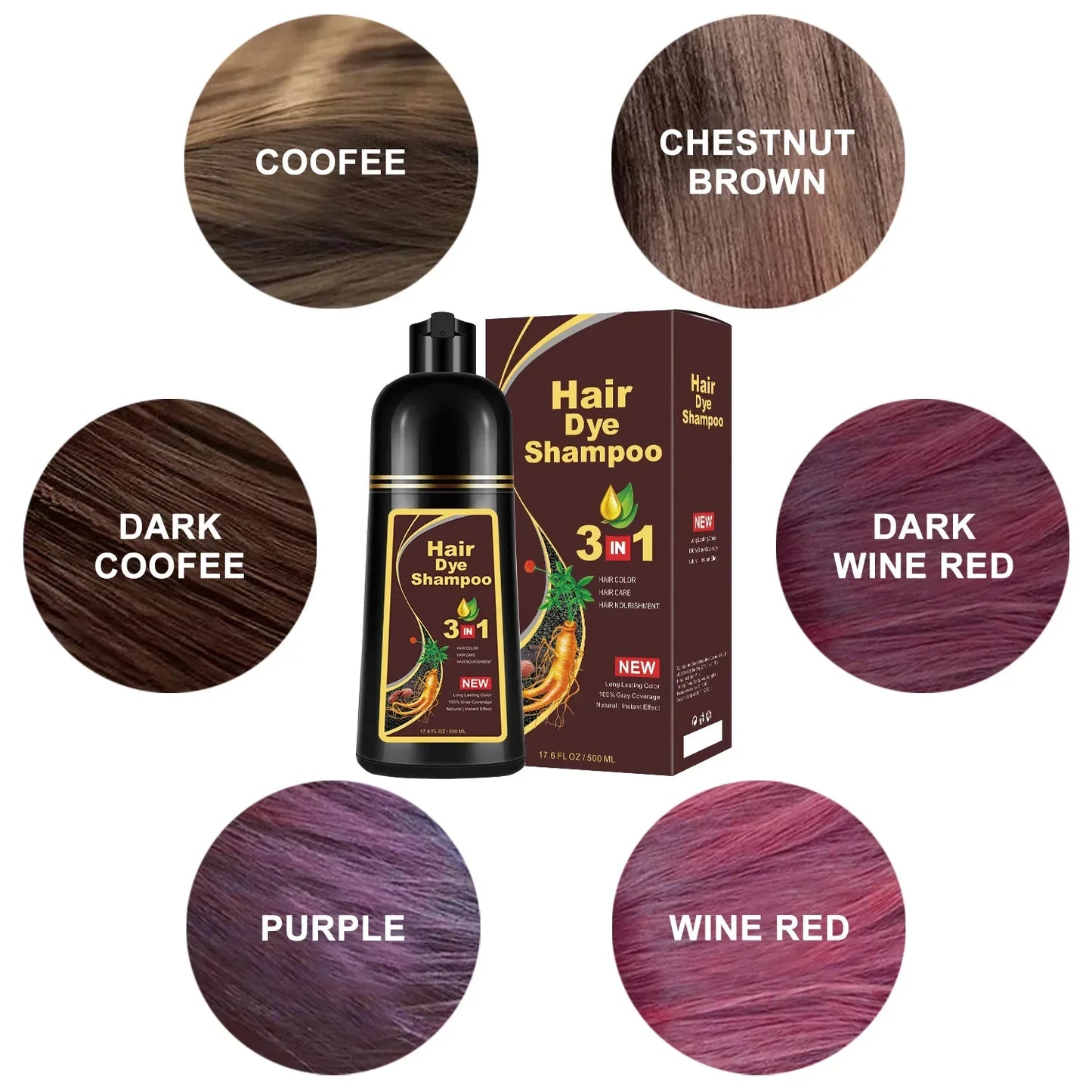 Haarfärbe-Shampoo Grau zu Schwarz - Natürliche Coloration 100ml/500ml