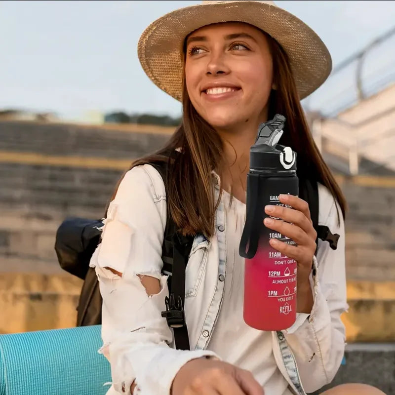 Sportwasserflasche mit zeitverfolgendem Strohhalm, auslaufsicherer, verriegelbarer Klappdeckel für einfaches Tragen, ideal für Outdoor-Abenteuer - FUXL-Shopify