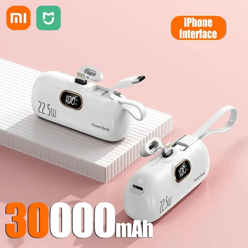 Xiaomi Mini Praktische mobile Powerbank 30000 mAh Tragbares Schnellladen geeignet für iPhone 16 15 14 Samsung Externer Akku