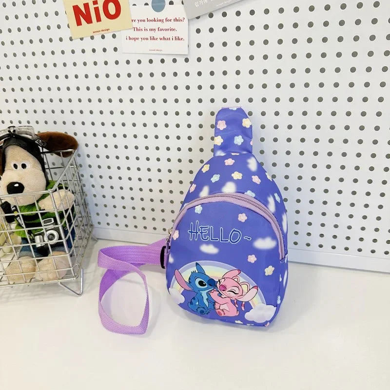 Stitch & Angel Sling Brusttasche, Cartoon-Anime-Umhängetasche, modische lässige Umhängetasche mit Münzgeldbörse für die tägliche Reise