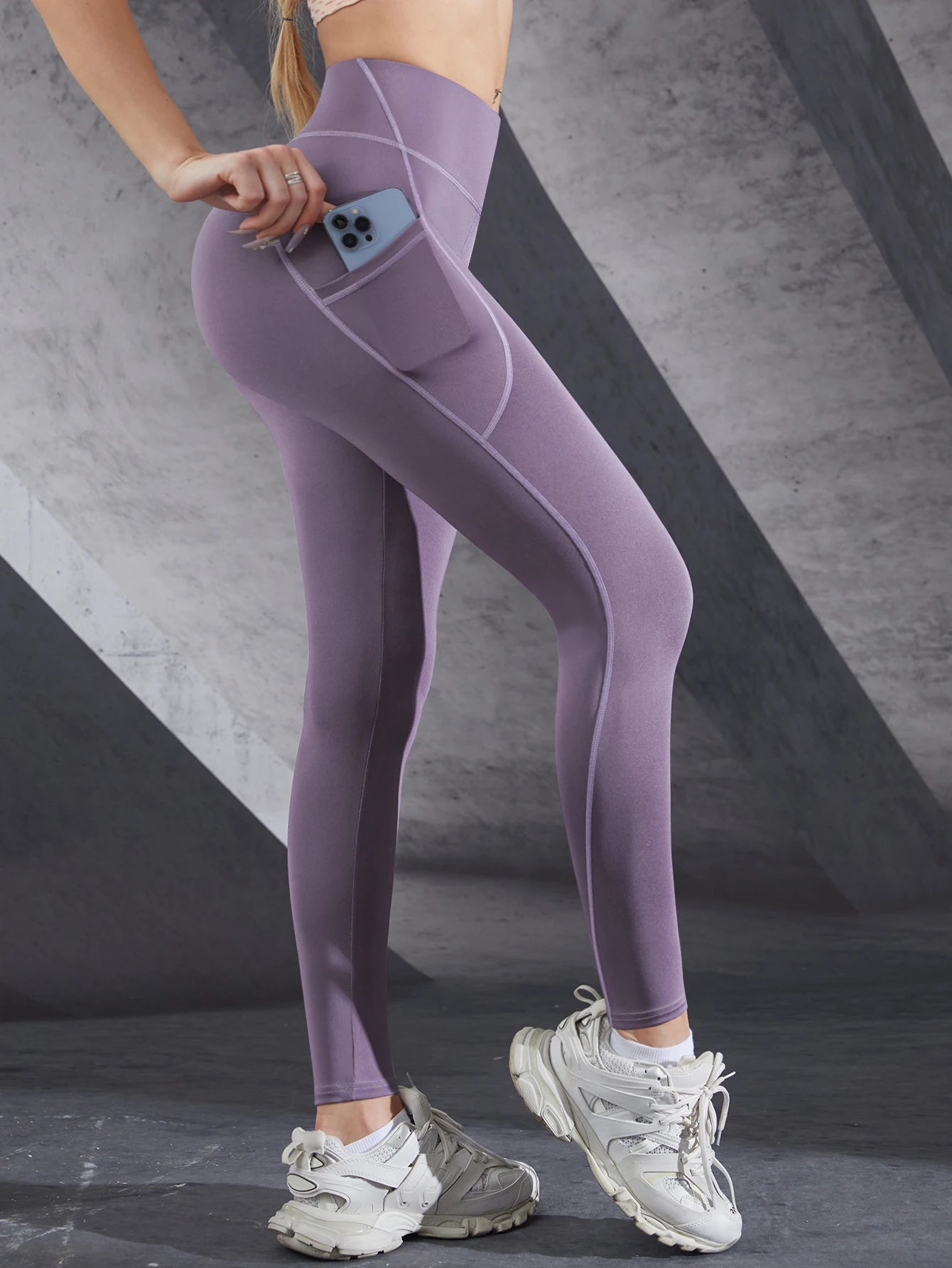 Neue Hohe Taille frauen Leggings Stretch Yoga Hosen Strumpfhosen Mit Taschen Push-Up Fitness Laufsport Einfarbig Hosen
